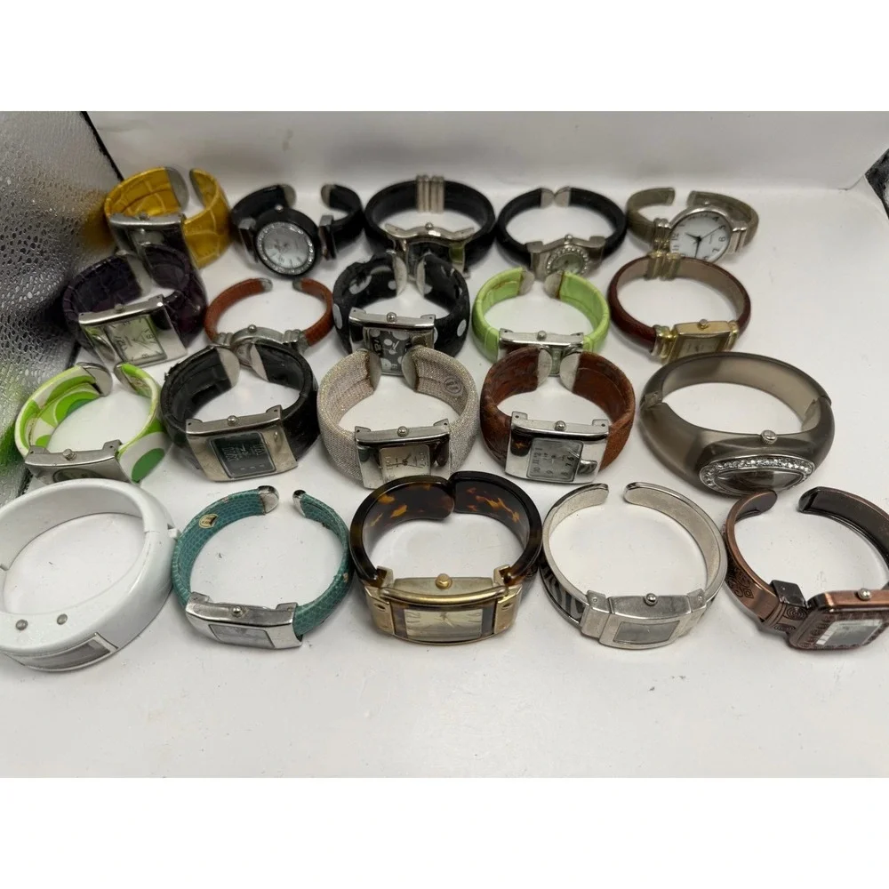 Mixed Brands Cuff Bangle Bracelet Watches Lot Of 20 Mixed Materials